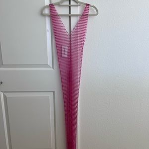 Size - OZ pink rhinestones shiny fishnet cover up